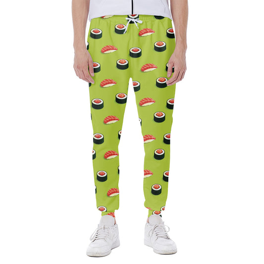Salmon Sushi And Rolls Pattern Print Scuba Joggers