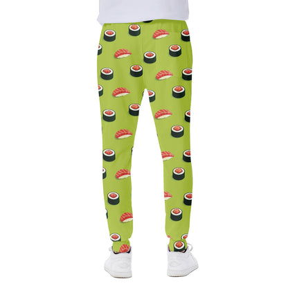 Salmon Sushi And Rolls Pattern Print Scuba Joggers