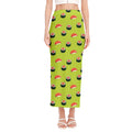 Salmon Sushi And Rolls Pattern Print Side Slit Maxi Skirt