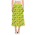 Salmon Sushi And Rolls Pattern Print Side Slit Midi Skirt