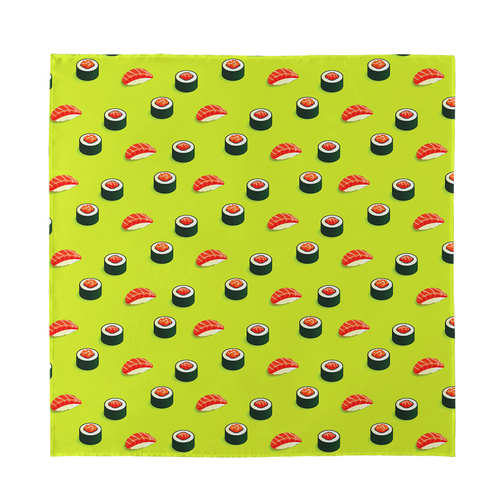 Salmon Sushi And Rolls Pattern Print Silk Bandana