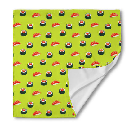 Salmon Sushi And Rolls Pattern Print Silk Bandana