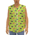 Salmon Sushi And Rolls Pattern Print Sleeveless Baseball Jersey