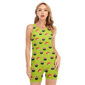 Salmon Sushi And Rolls Pattern Print Sleeveless One Piece Swimsuit