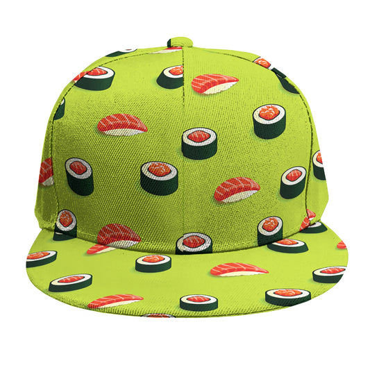 Salmon Sushi And Rolls Pattern Print Snapback Cap