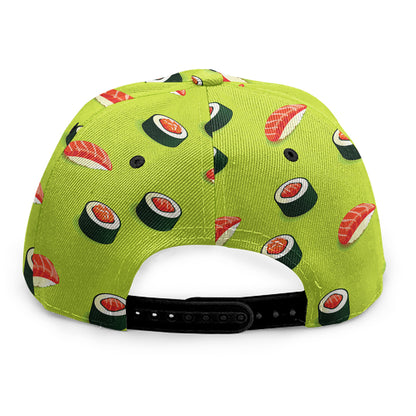 Salmon Sushi And Rolls Pattern Print Snapback Cap