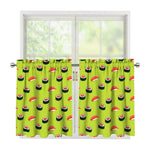 Salmon Sushi And Rolls Pattern Print Tier Curtains