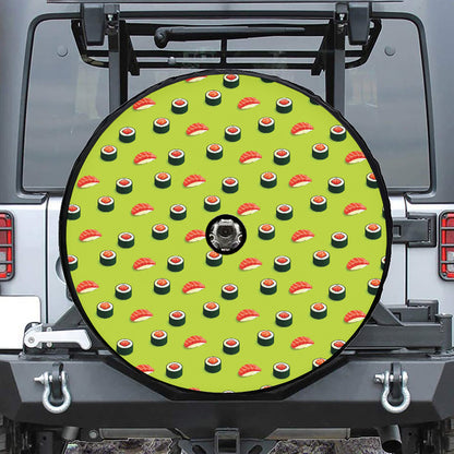 Salmon Sushi And Rolls Pattern Print Tire Cover With Camera Hole