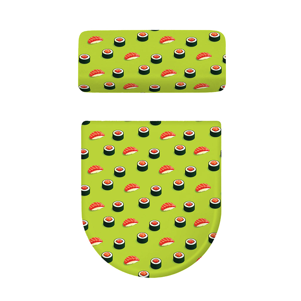 Salmon Sushi And Rolls Pattern Print Toilet Lid And Tank Cover Set