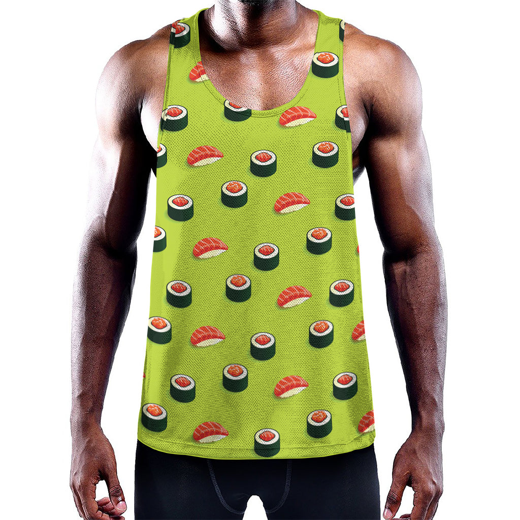 Salmon Sushi And Rolls Pattern Print Training Tank Top