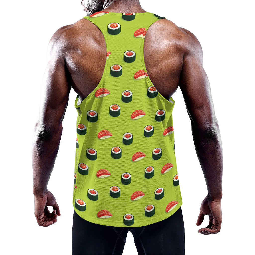 Salmon Sushi And Rolls Pattern Print Training Tank Top