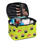 Salmon Sushi And Rolls Pattern Print Travel Makeup Bag
