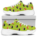 Salmon Sushi And Rolls Pattern Print White Chunky Shoes