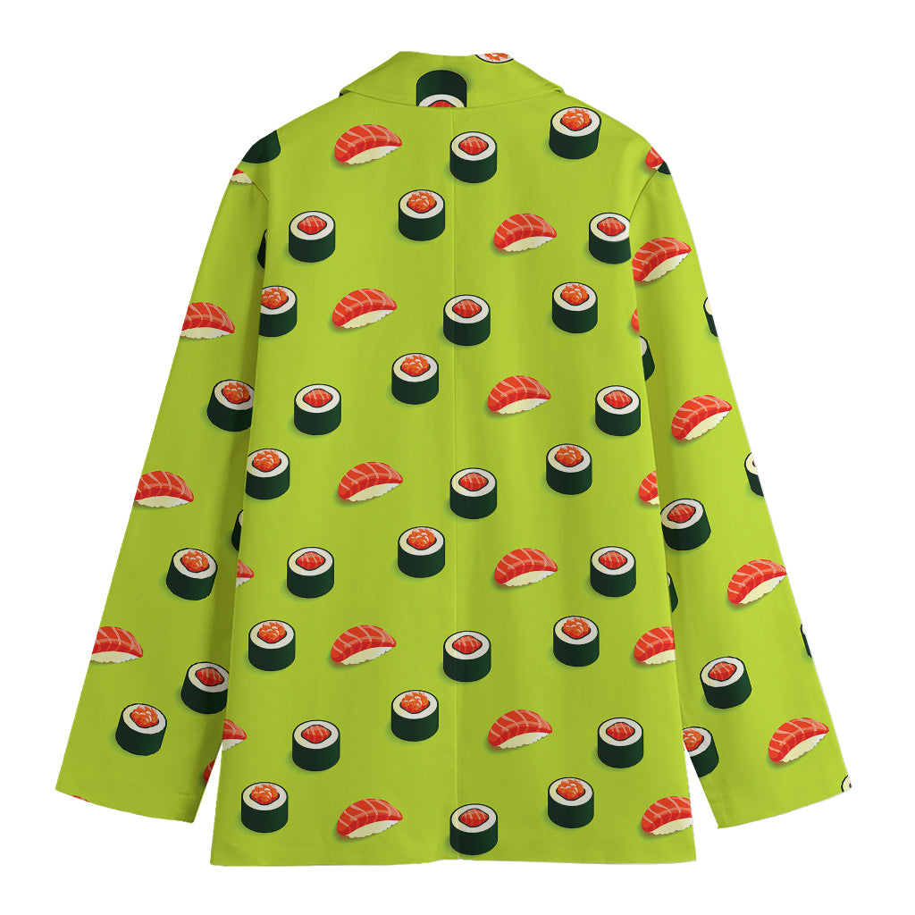 Salmon Sushi And Rolls Pattern Print Women's Cotton Blazer