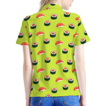 Salmon Sushi And Rolls Pattern Print Women's Polo Shirt