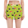 Salmon Sushi And Rolls Pattern Print Women's Split Running Shorts