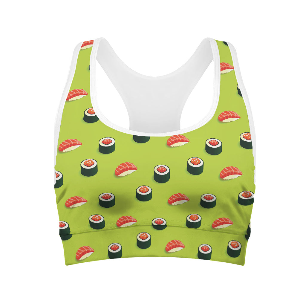 Salmon Sushi And Rolls Pattern Print Women's Sports Bra