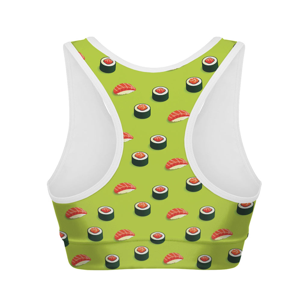 Salmon Sushi And Rolls Pattern Print Women's Sports Bra