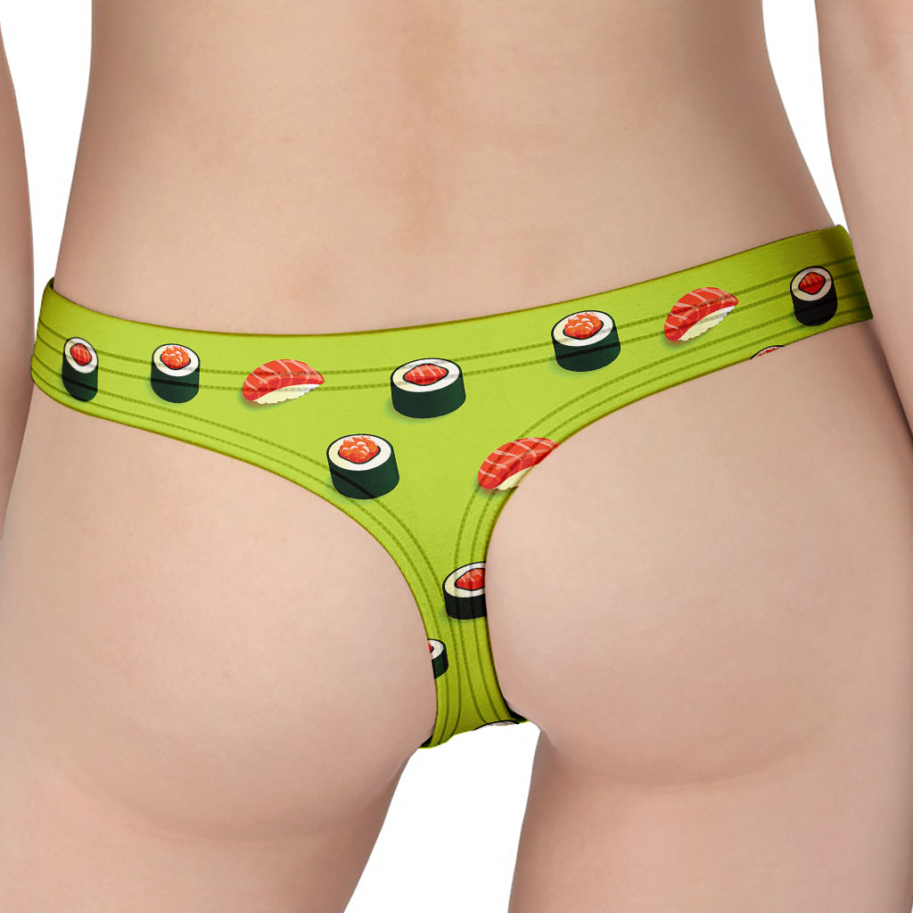 Salmon Sushi And Rolls Pattern Print Women's Thong