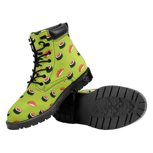 Salmon Sushi And Rolls Pattern Print Work Boots