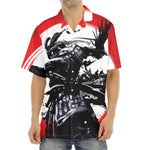 Samurai And Crow Print Aloha Shirt