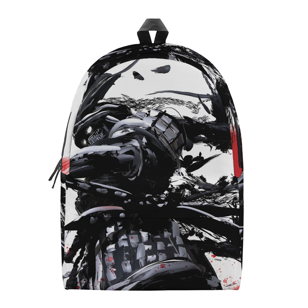 Samurai And Crow Print Backpack