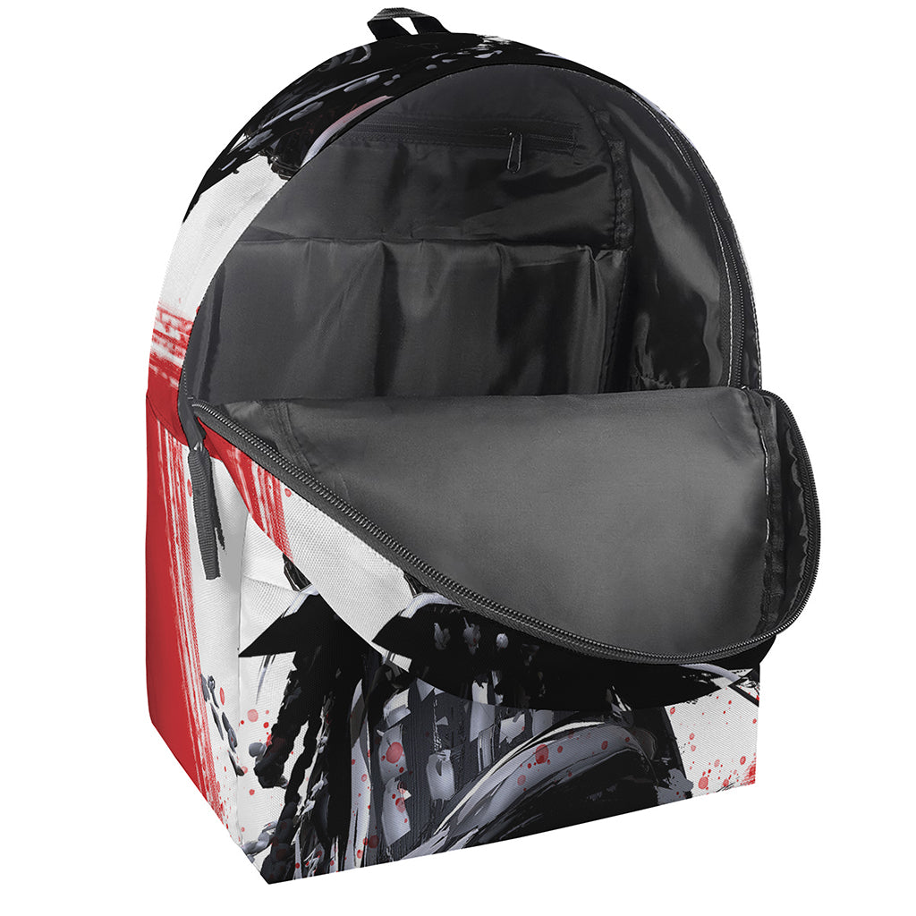 Samurai And Crow Print Backpack
