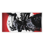 Samurai And Crow Print Beach Towel