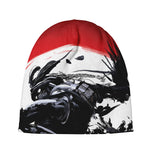 Samurai And Crow Print Beanie