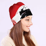 Samurai And Crow Print Beanie