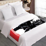 Samurai And Crow Print Bed Runner