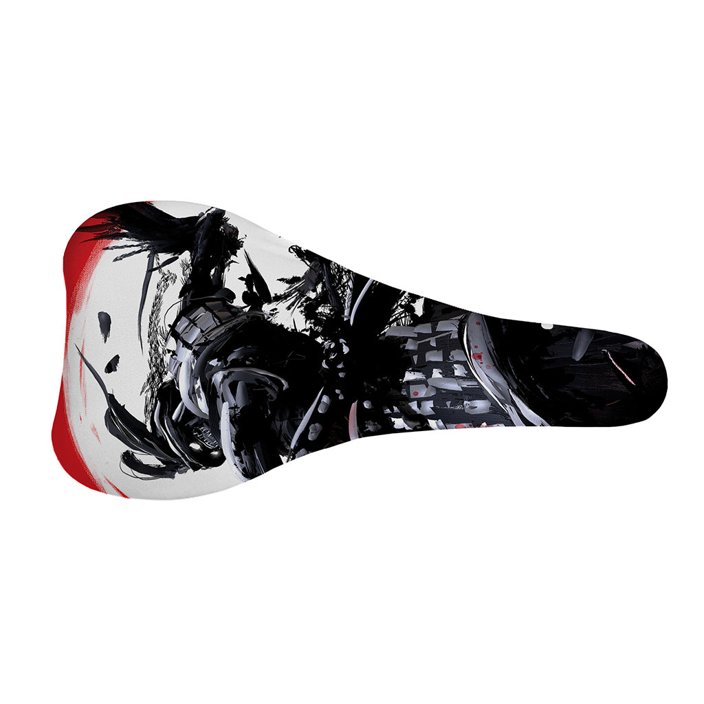 Samurai And Crow Print Bicycle Seat Cover