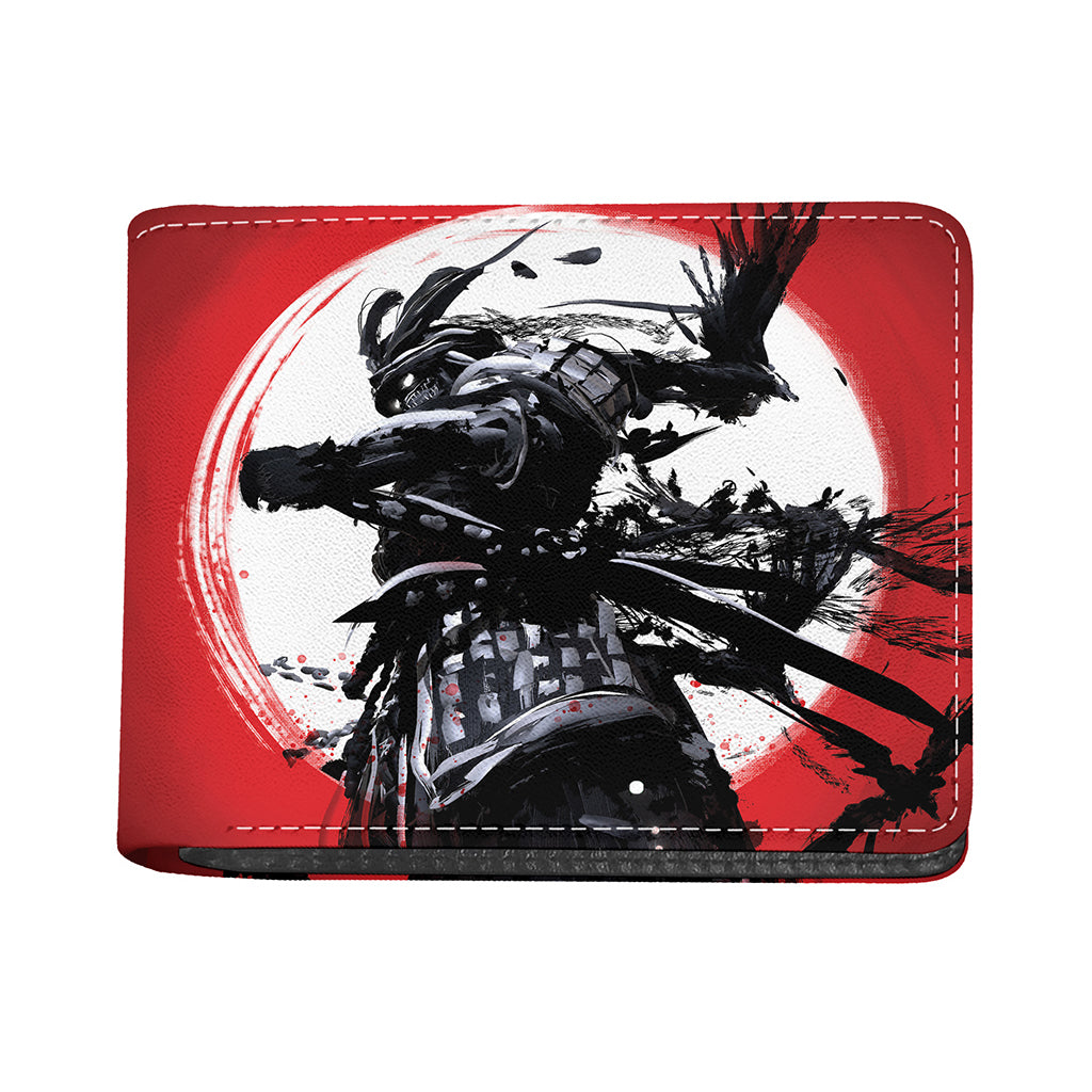 Samurai And Crow Print Bifold Wallet
