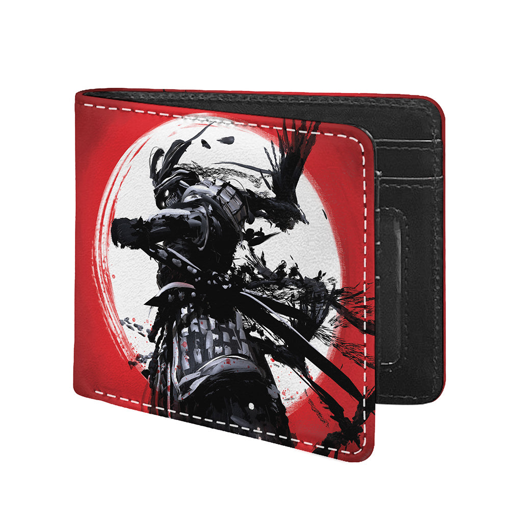 Samurai And Crow Print Bifold Wallet