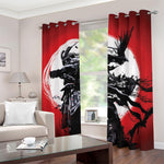 Samurai And Crow Print Blackout Grommet Curtains