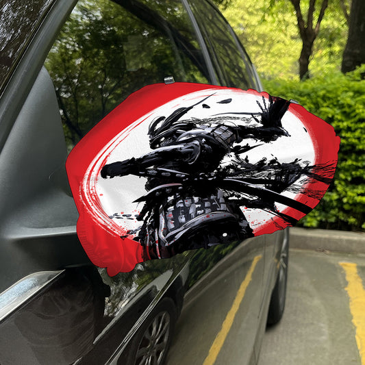Samurai And Crow Print Car Side Mirror Covers