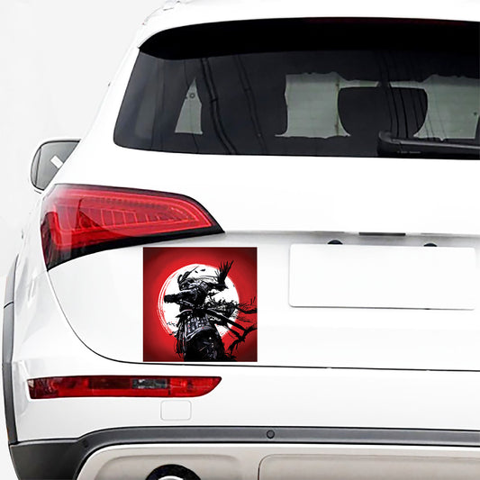 Samurai And Crow Print Car Sticker