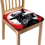 Samurai And Crow Print Chair Cushion Cover