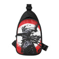 Samurai And Crow Print Sling Bag