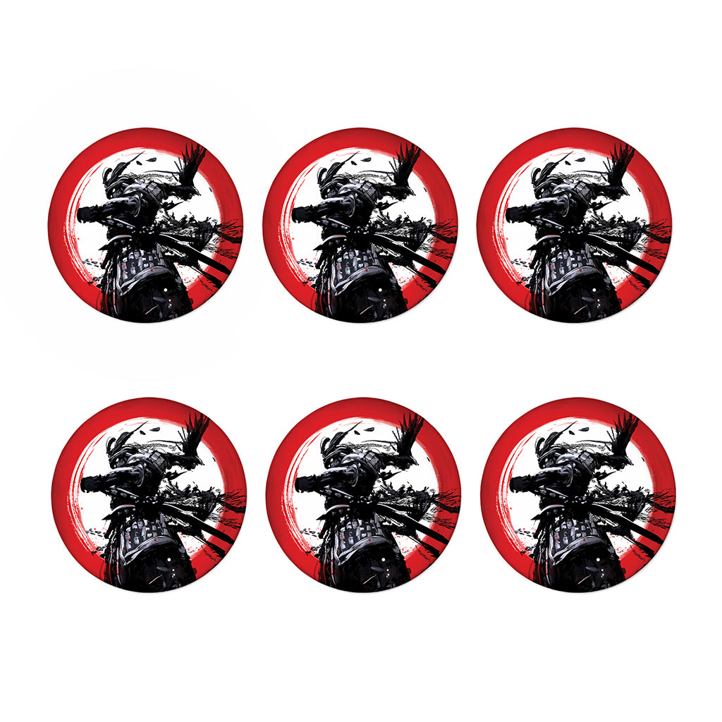 Samurai And Crow Print Coaster Set