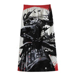 Samurai And Crow Print Cotton Front Slit Maxi Skirt