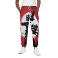 Samurai And Crow Print Cotton Sweatpants