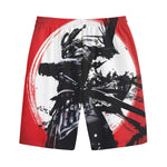 Samurai And Crow Print Cotton Shorts