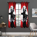 Samurai And Crow Print Curtain
