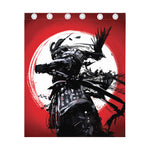 Samurai And Crow Print Curtain