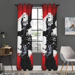Samurai And Crow Print Curtain