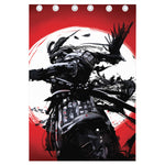 Samurai And Crow Print Curtain