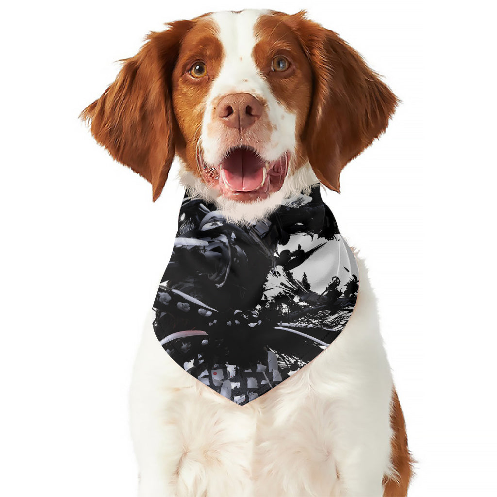 Samurai And Crow Print Dog Bandana