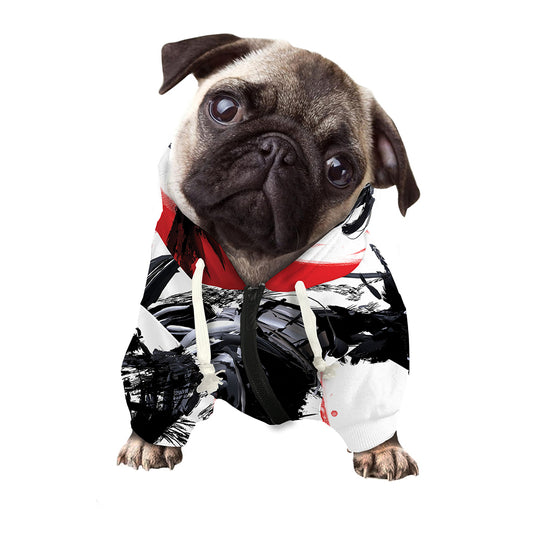 Samurai And Crow Print Dog Zip Up Hoodie