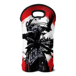 Samurai And Crow Print Double Neoprene Wine Tote